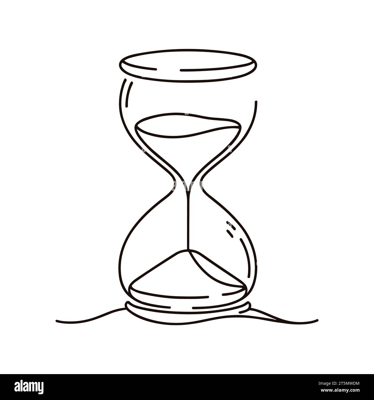 hourglass drawn with one line isolated. Vector illustration Stock Vector