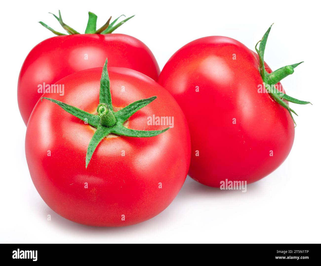 Red tomatoes isolated on white background. Stock Photo