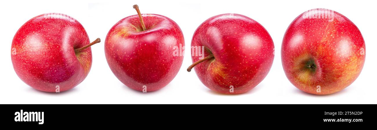 Set of  four red apples isolated on white background. Stock Photo