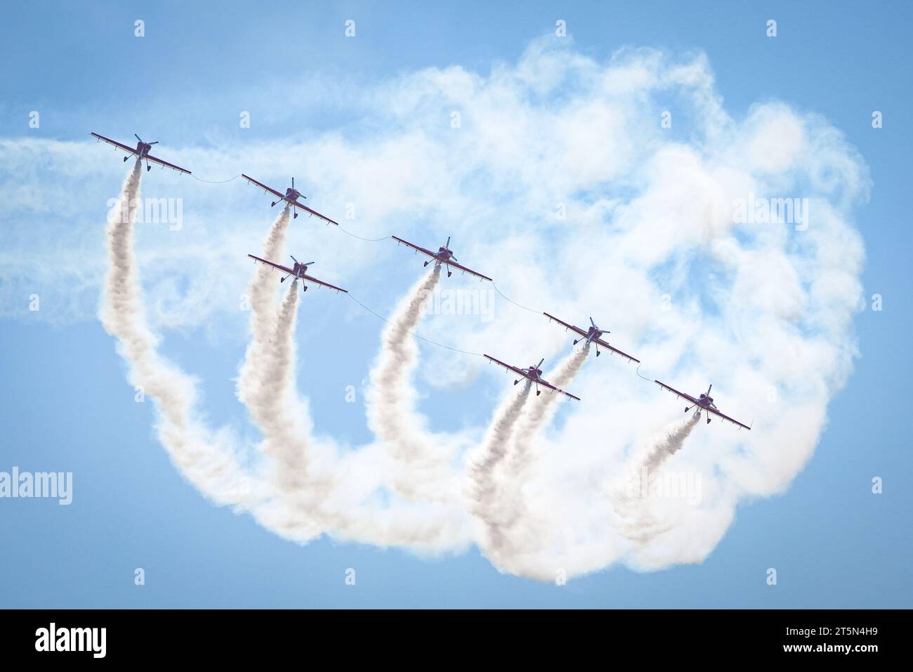 ISTANBUL, TURKIYE - MAY 01, 2023: Moroccan Marche Verte - Green March aerobatic demonstration team display in Istanbul Ataturk Airport during Teknofes Stock Photo
