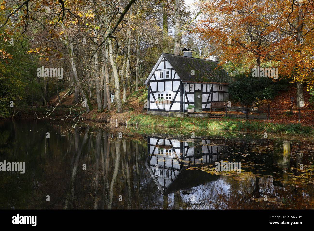 Herbst im Siegerland. Das Backhaus am Pfarrteich in Freudenberg
