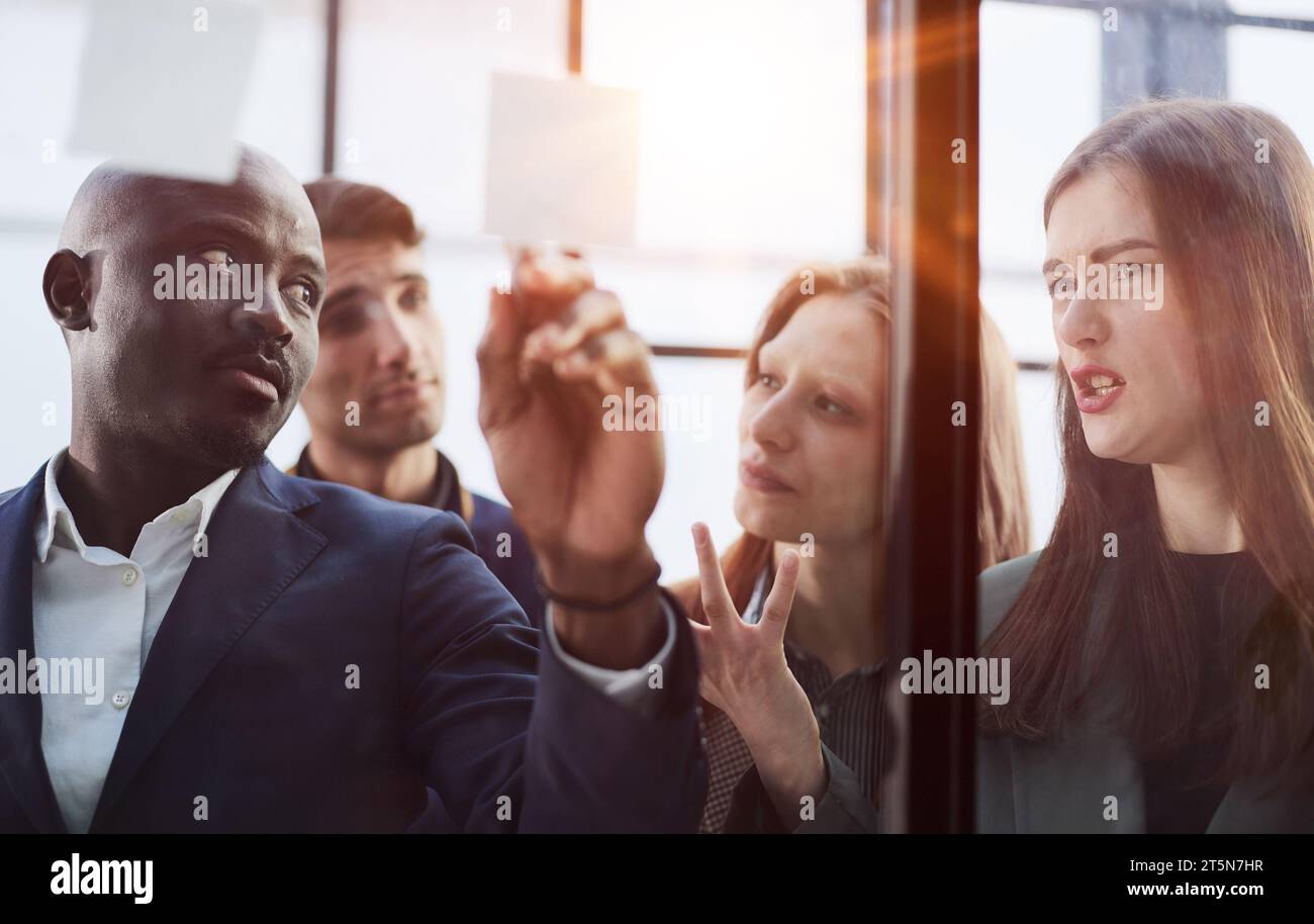 Young happy multiethnic diverse young professional creative team group Stock Photo