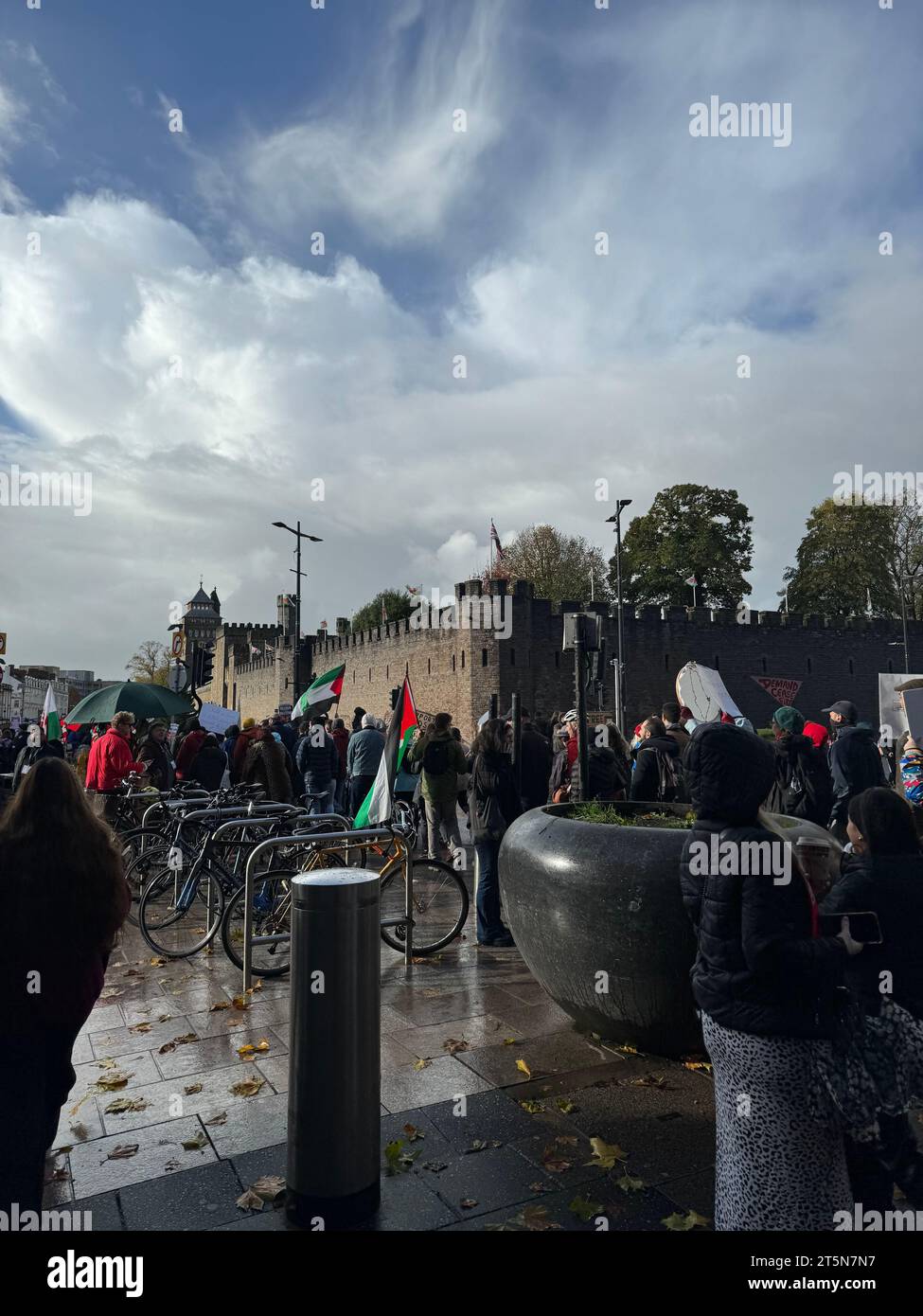March for Palestine on 4th November 2023 in Cardiff City Centre, Wales, United Kingdom Stock Photo