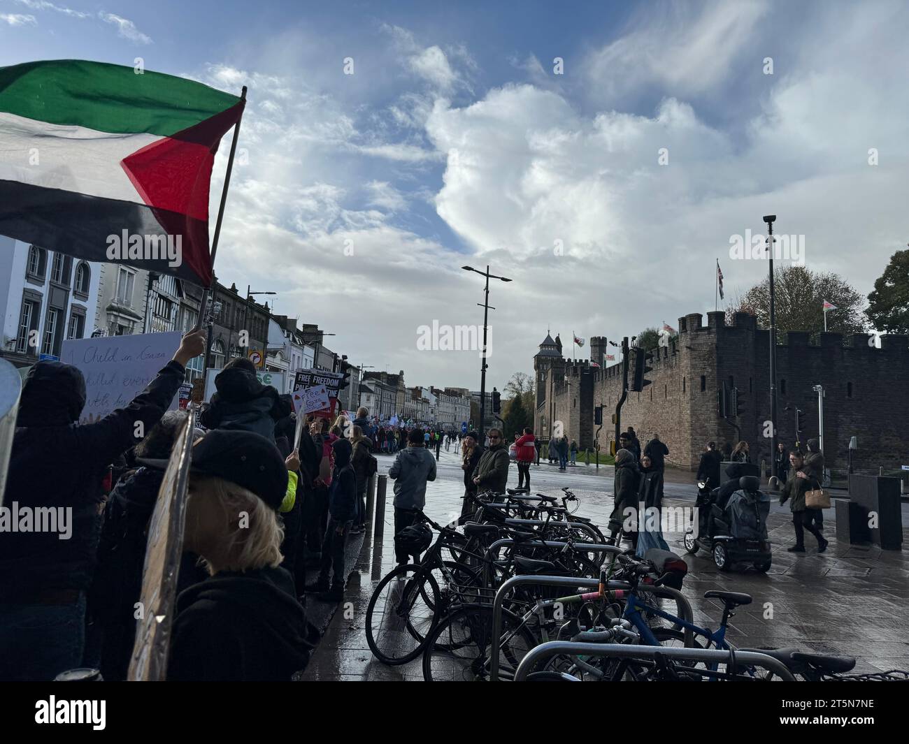 March for Palestine on 4th November 2023 in Cardiff City Centre, Wales, United Kingdom Stock Photo