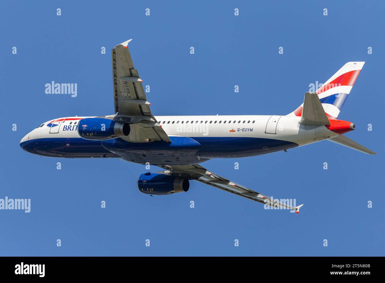British Airways Airbus A320-232, registration G-EUYM taking off from ...