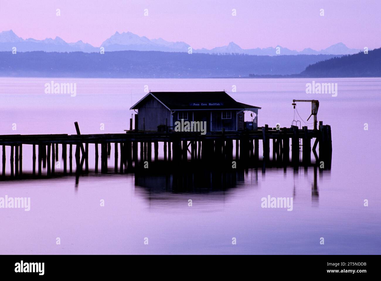 Penn Cove Shellfish pier, Ebey's Landing National Historic Reserve, Washington Stock Photo