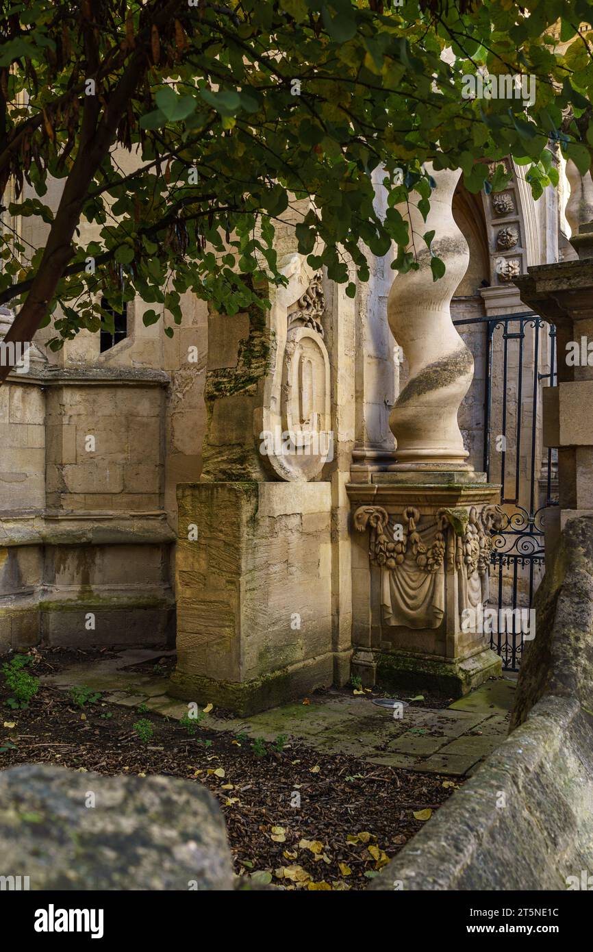 The Porch of the University Church of St Mary the Virgin, Oxford, England, showing decorative stone carving Stock Photo