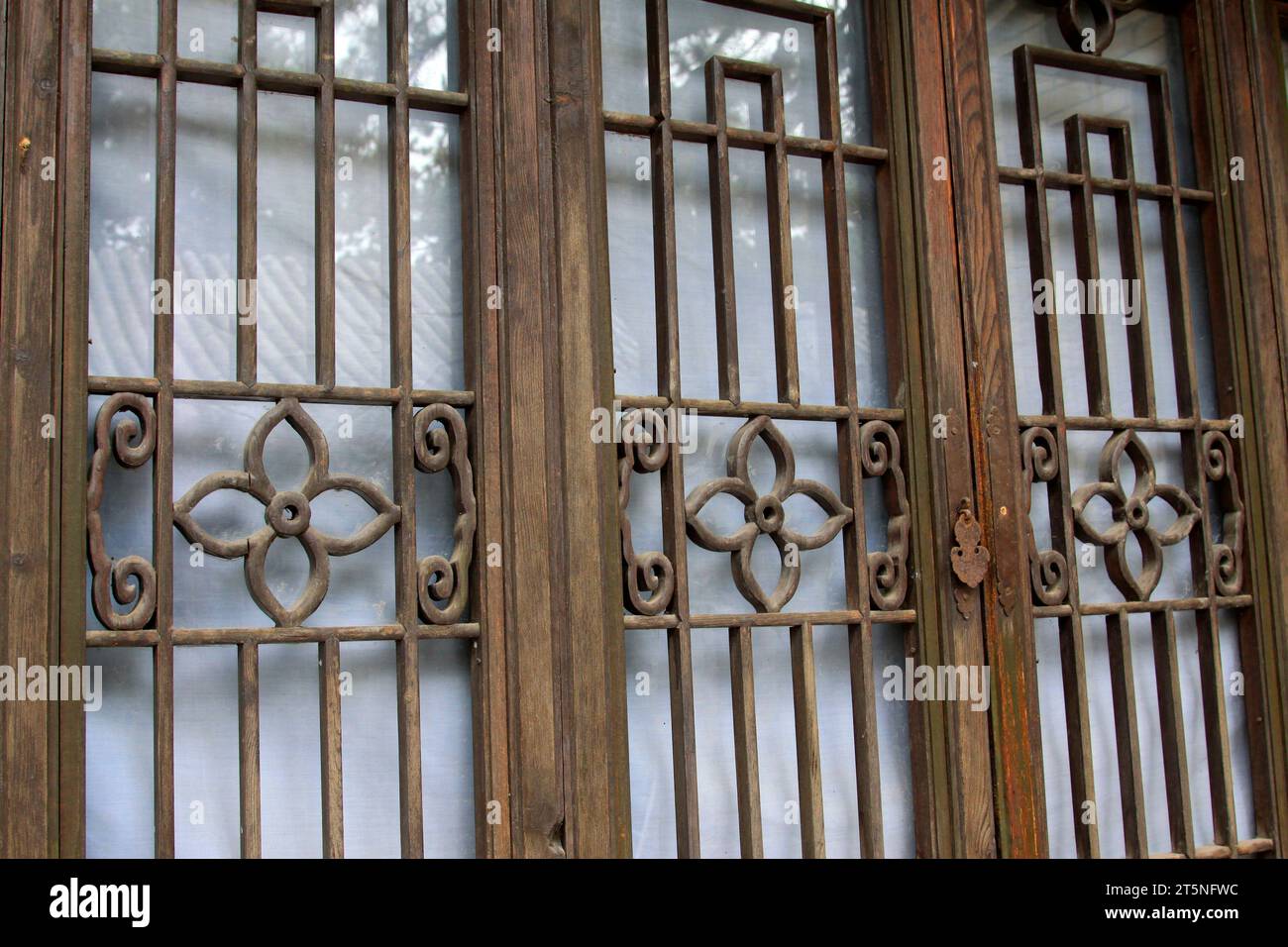 Chinese traditional style wooden windows lattice, closeup of photo ...