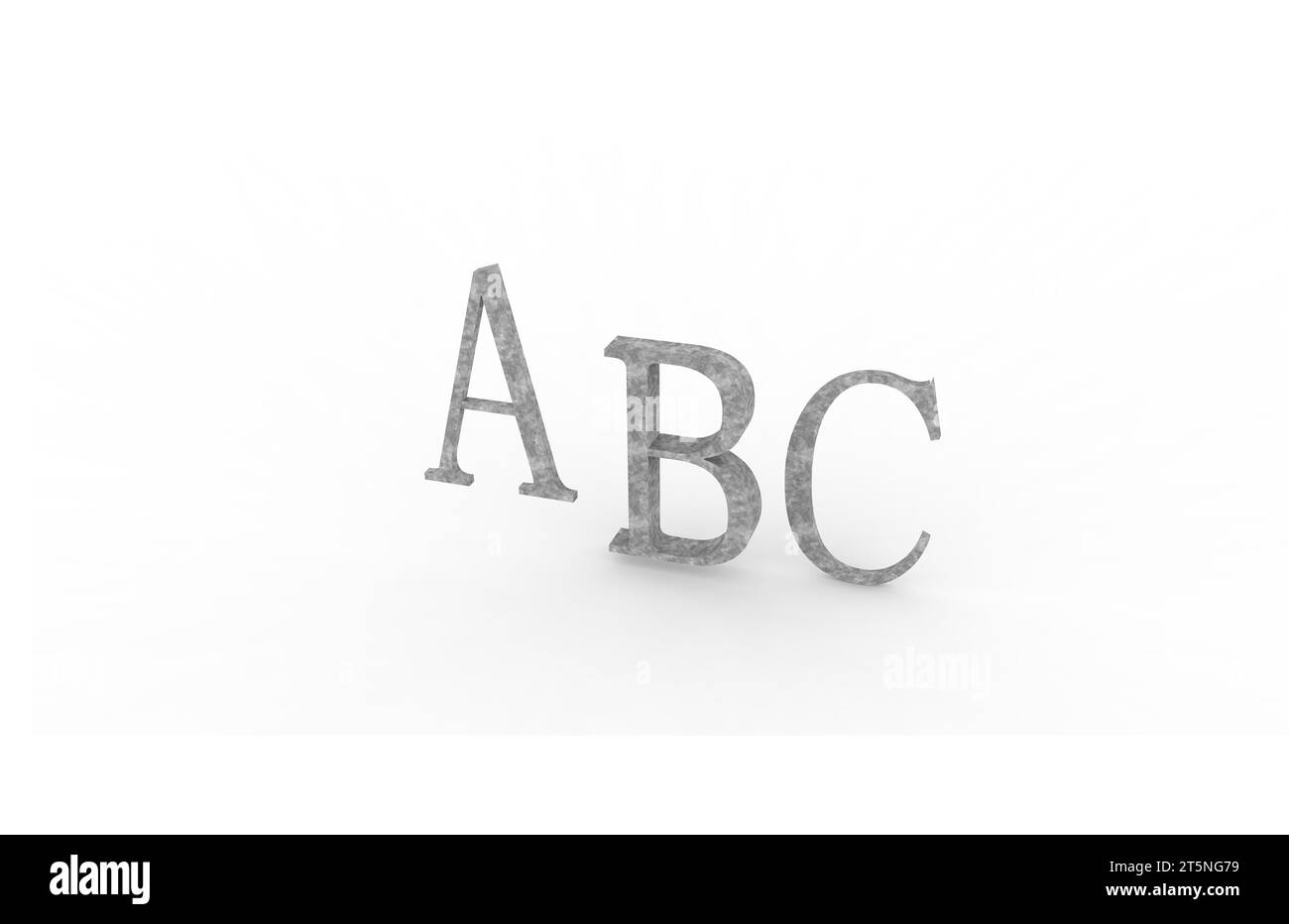 ABC rendering letters on a white background, closeup of photo Stock ...