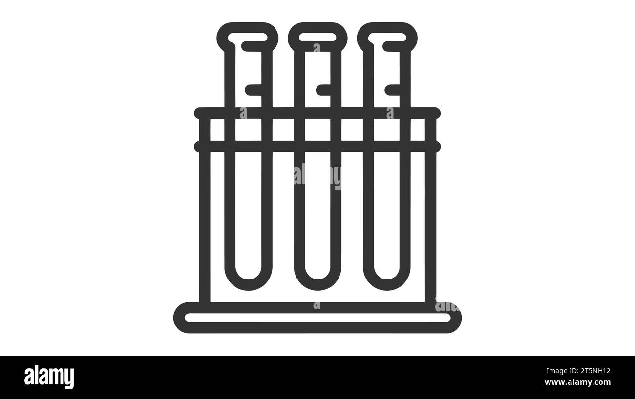 A simple black and white icon of a test tube rack with multiple test ...