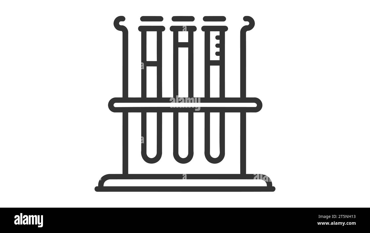 A simple black and white icon of a test tube rack with multiple test ...