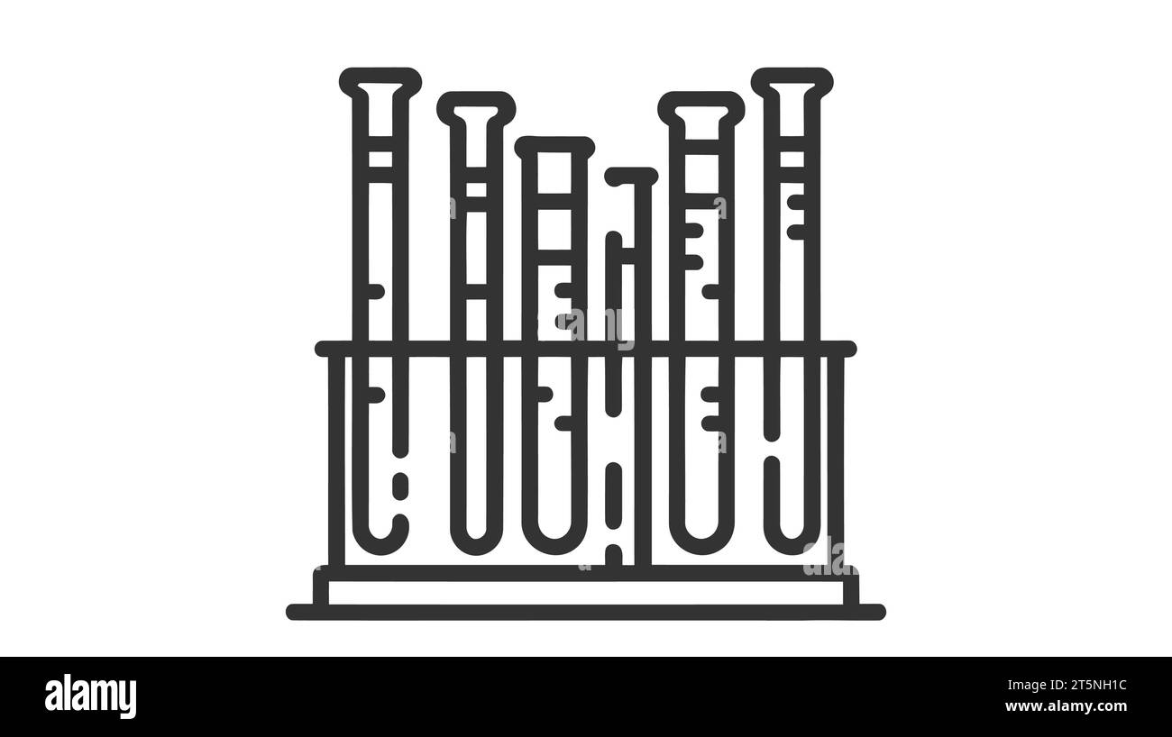 A simple black and white icon of a test tube rack with multiple test
