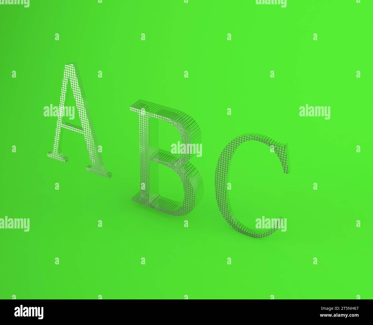 ABC rendering letters on a green background, closeup of photo Stock ...
