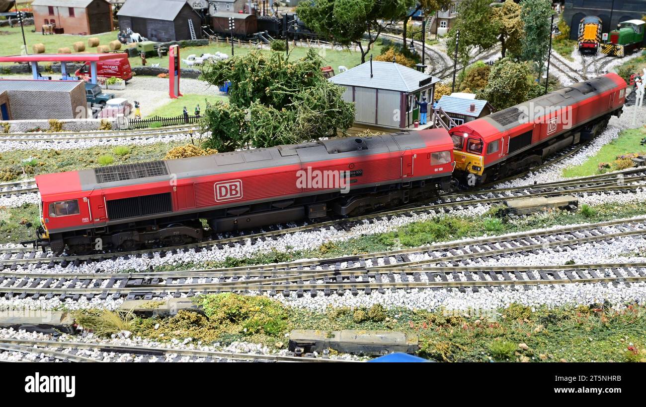 A pair of class 66 locomotives stock photo alamy