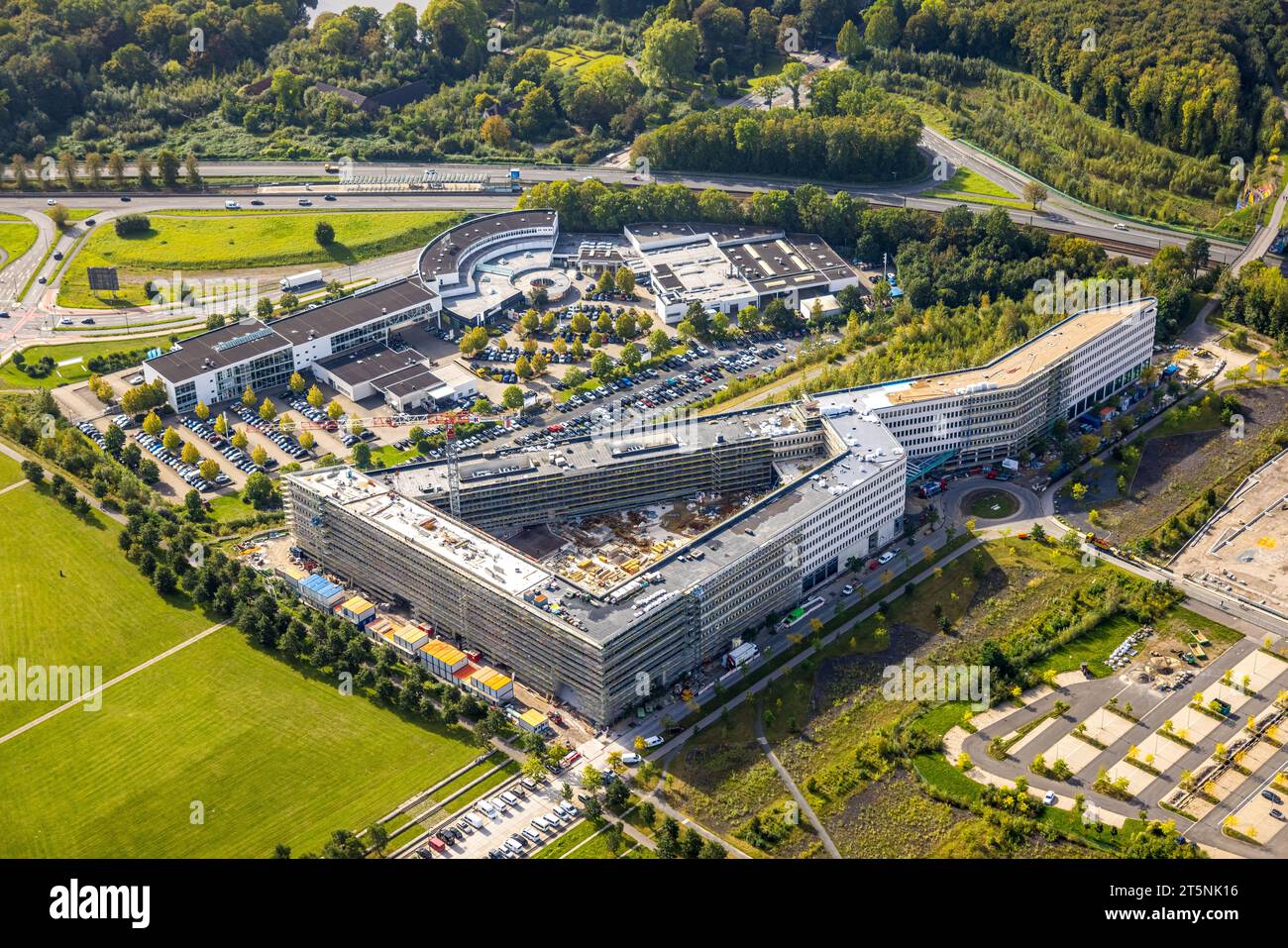 Aerial view, Technology Park Phoenix West industrial estate, Materna headquarters construction site, BMW Dortmund branch, Hörde, Dortmund, Ruhr area, Stock Photo