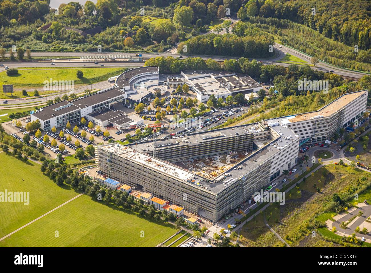 Aerial view, Technology Park Phoenix West industrial estate, Materna headquarters construction site, BMW Dortmund branch, Hörde, Dortmund, Ruhr area, Stock Photo