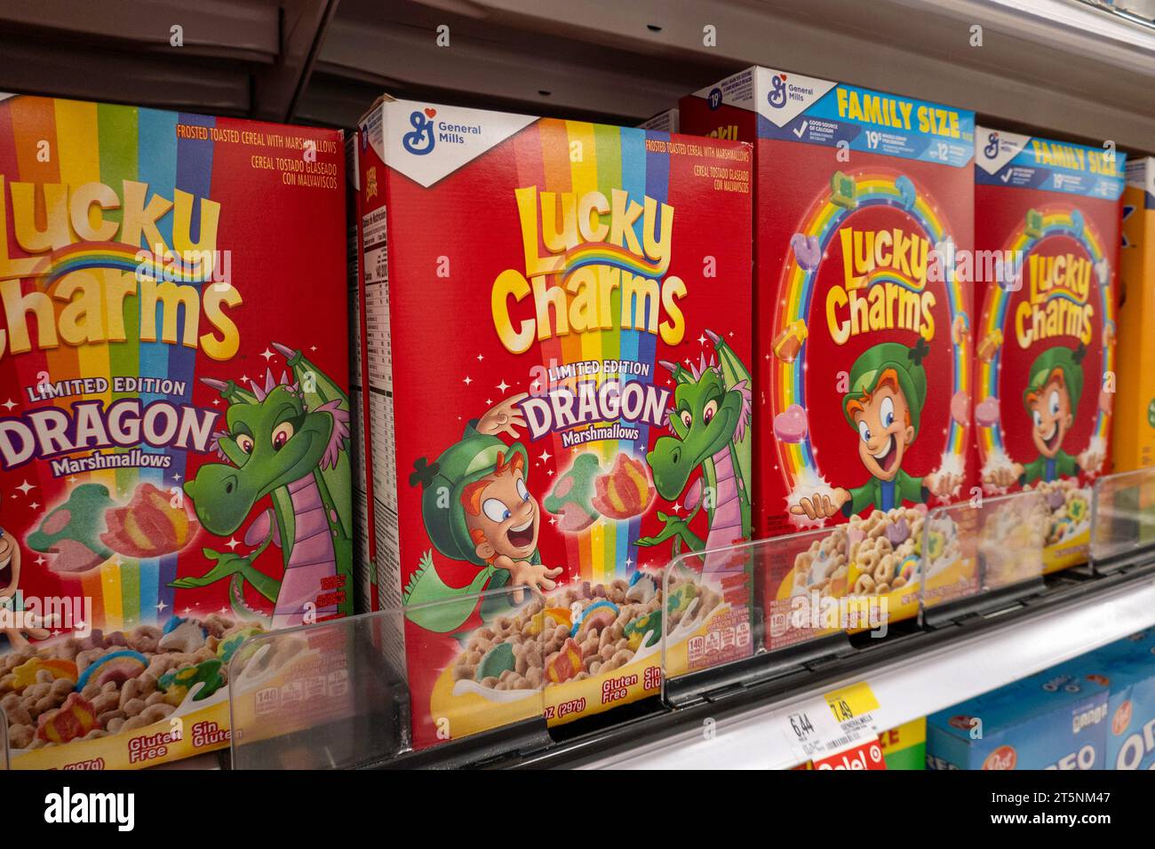 Breakfast cereal aisle at Target in New York City, USA 2023 Stock Photo