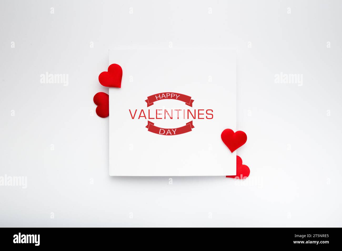 Valentine's day greeting card with red hearts on white background Stock ...