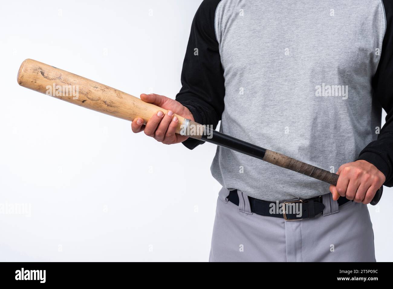 Close up baseball player holding bat Stock Photo Alamy