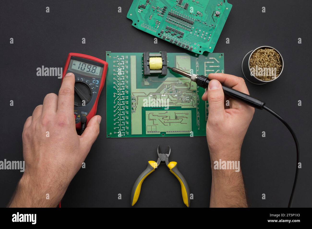 Top view reparation circuit board Stock Photo - Alamy