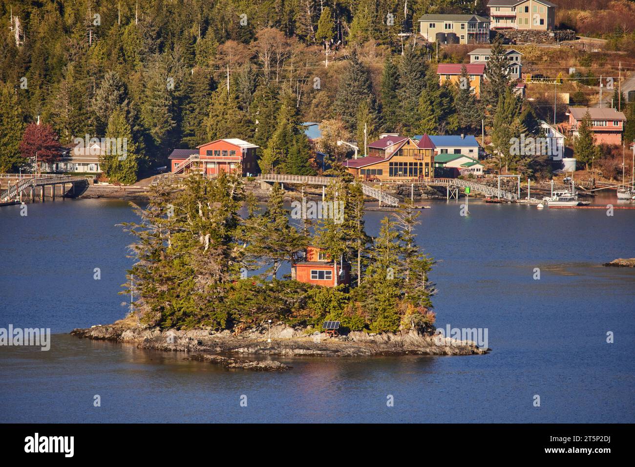 Tongass Highway, Ketchikan Gateway Borough, Alaska, United States and islands around the harbour