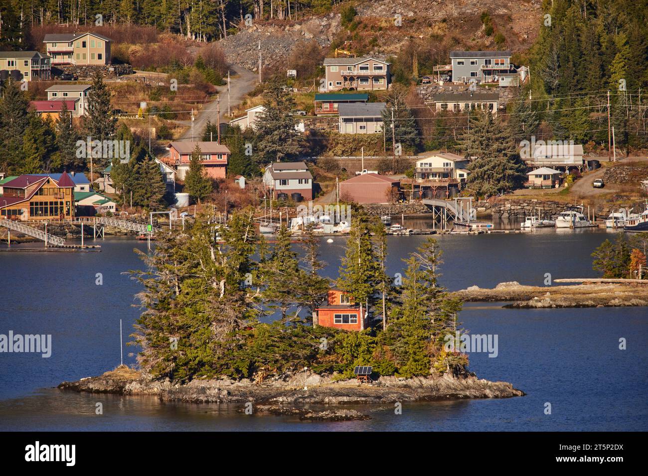 Tongass Highway, Ketchikan Gateway Borough, Alaska, United States and islands around the harbour