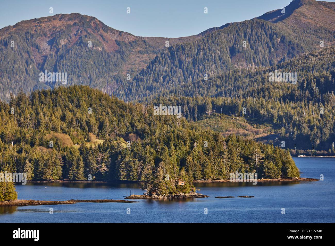 Tongass Highway, Ketchikan Gateway Borough, Alaska, United States and islands around the harbour