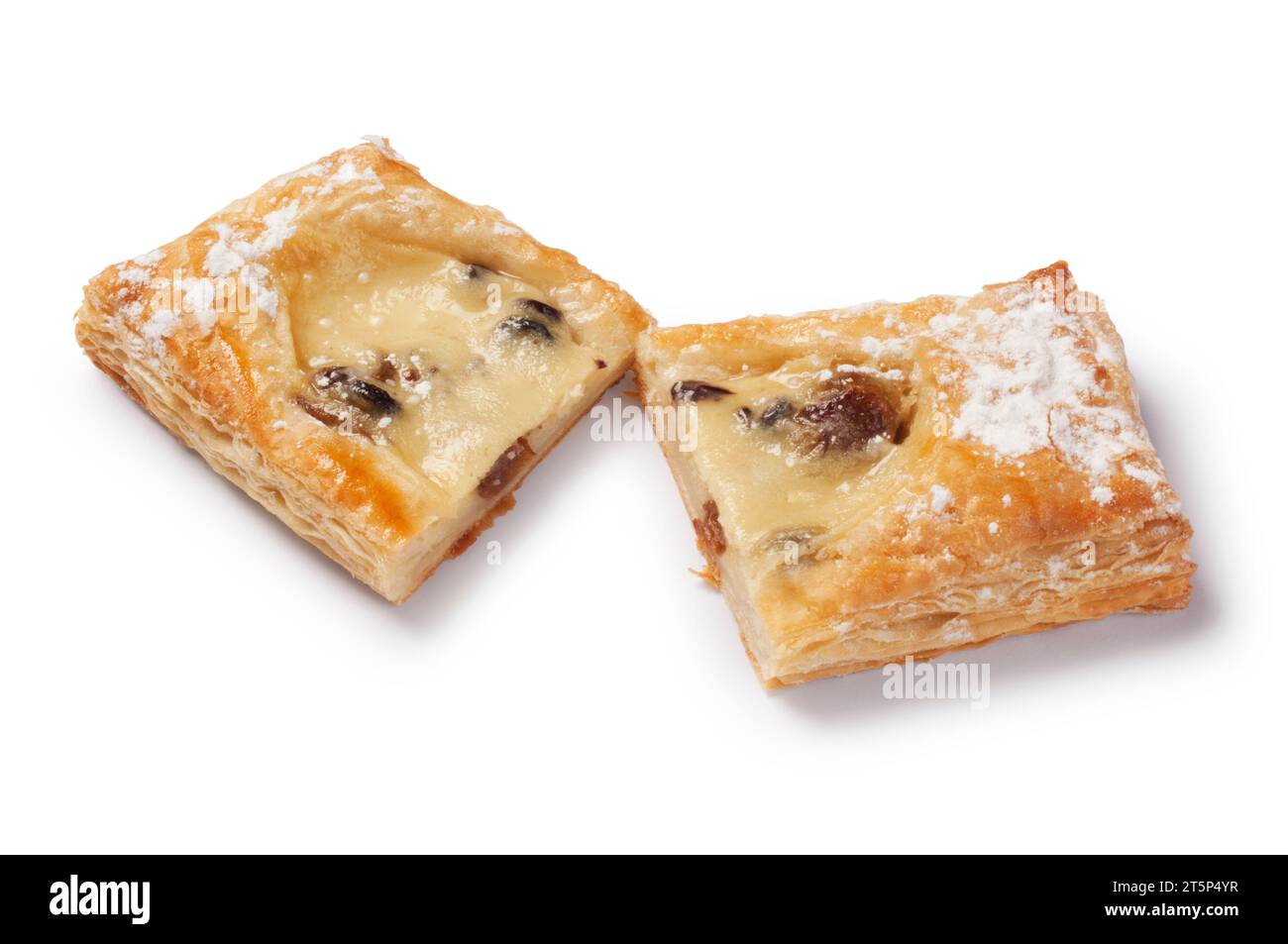 Studio shot of bread and butter style pastry cut out against a white background - John Gollop Stock Photo