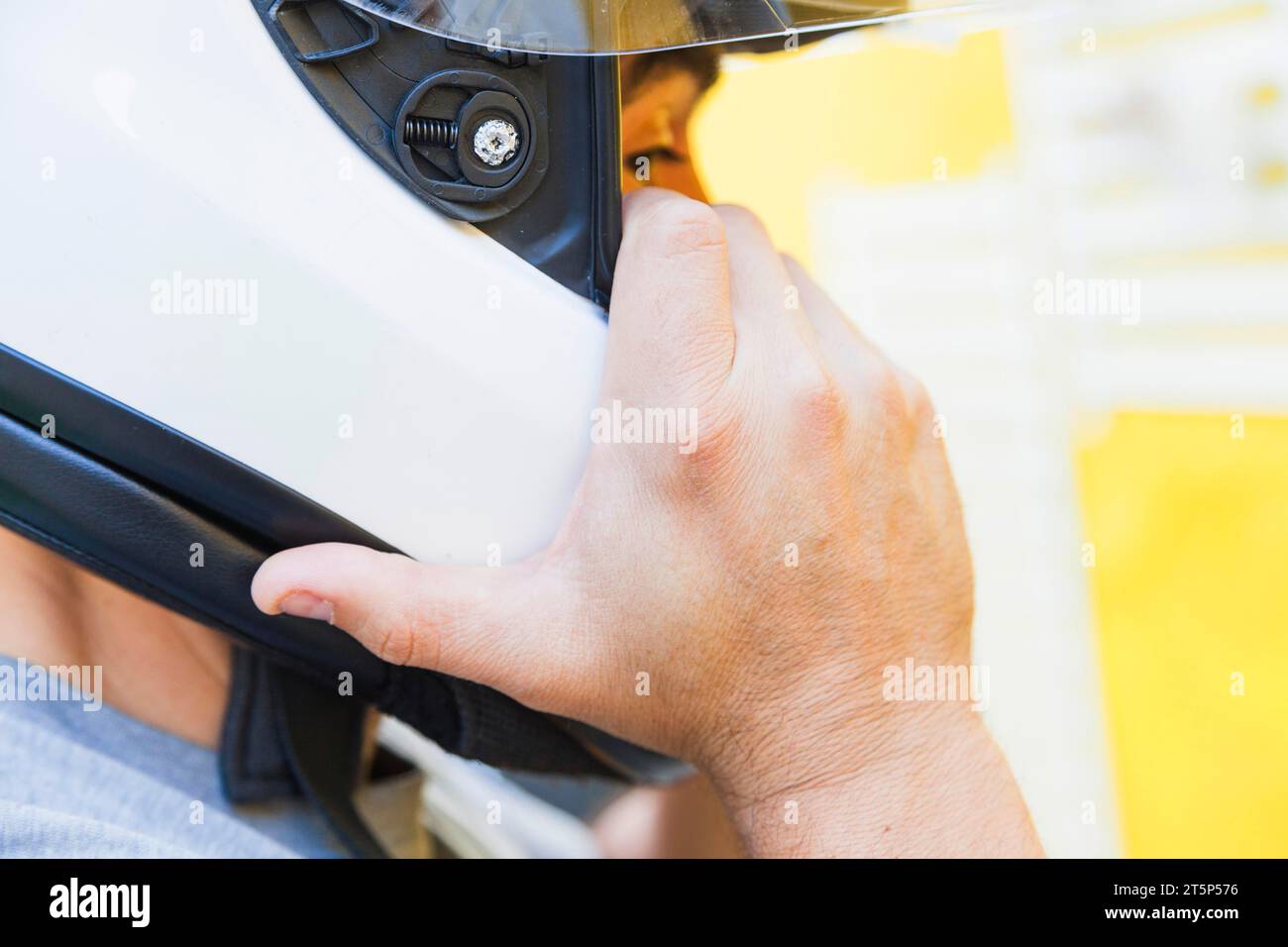 Man wearing protective helmet hi-res stock photography and images - Alamy
