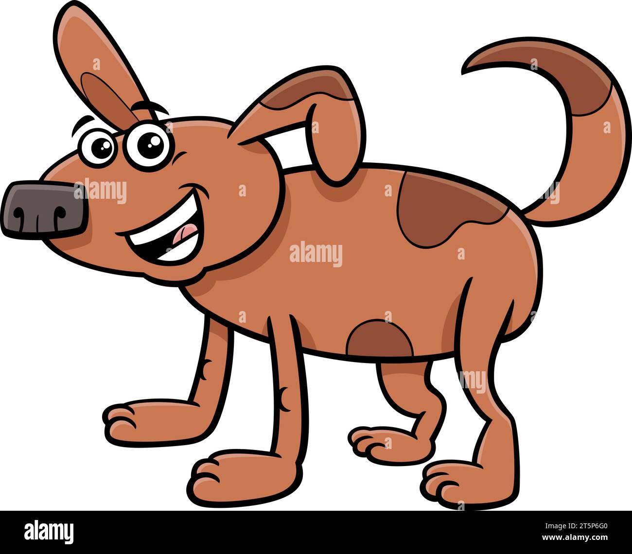 Cartoon illustration of funny brown dog comic animal character Stock ...