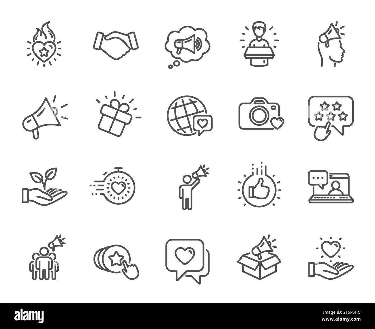 Brand ambassador line icons. Influence people, Megaphone and