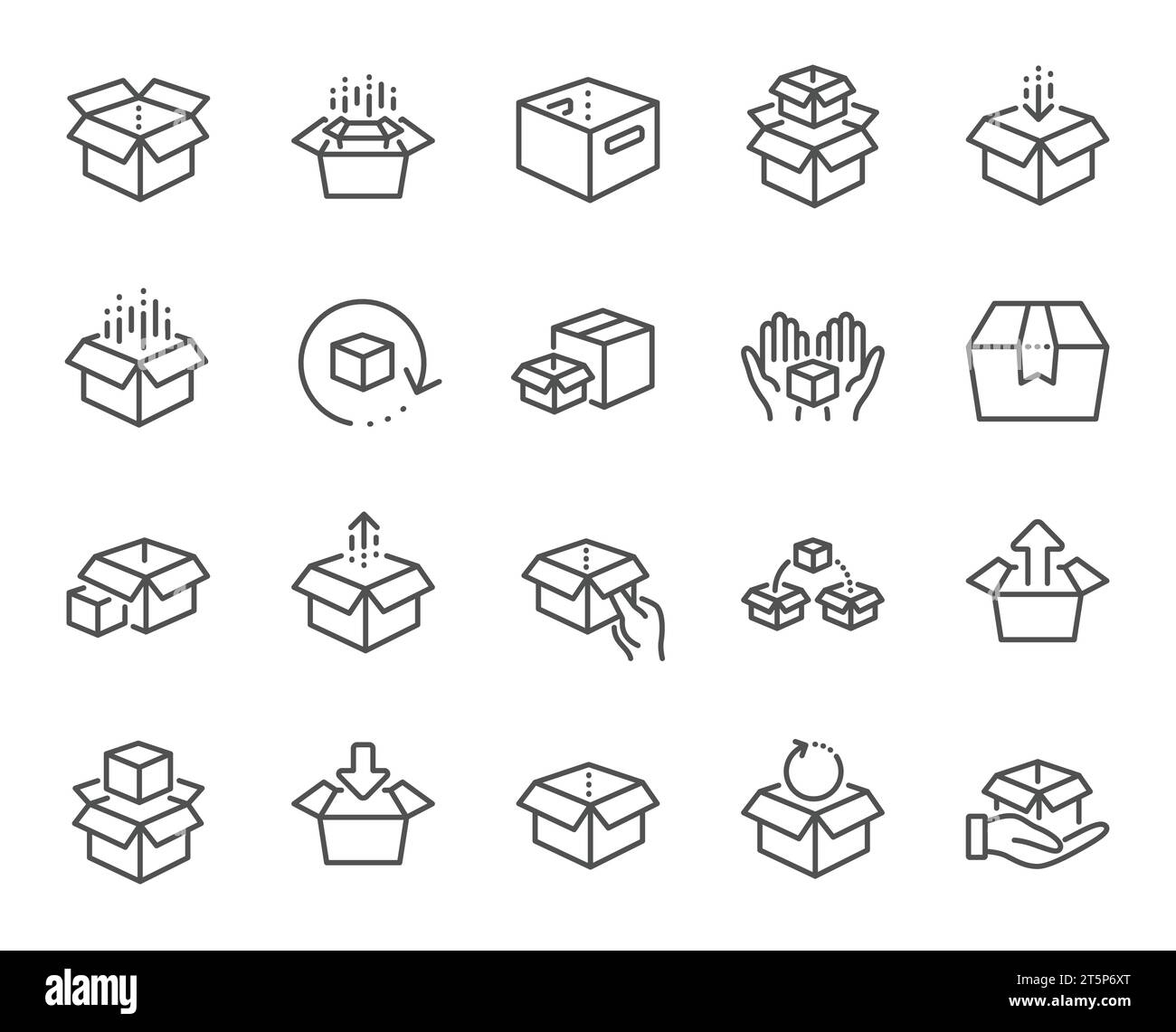 Box line icons. Package, delivery boxes, cargo box. Vector Stock Vector