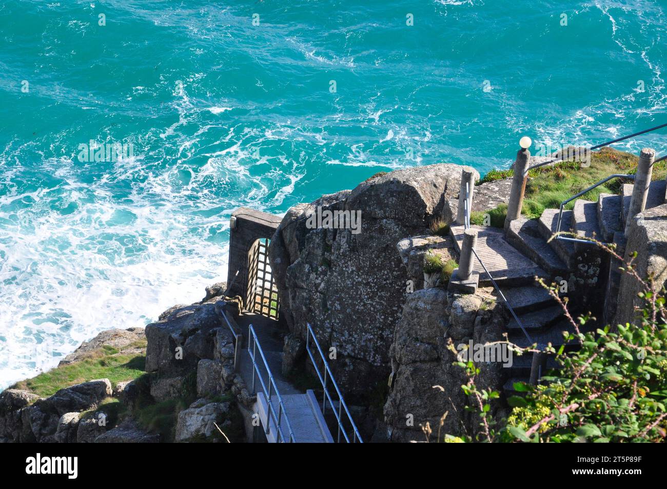 The precipitous approach to backstage at the Minack Theatre built into