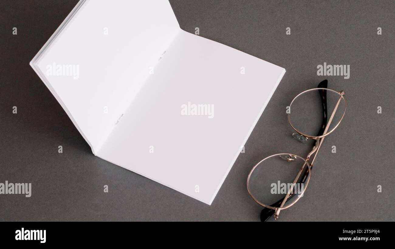 Stationery concept with paper glasses Stock Photo