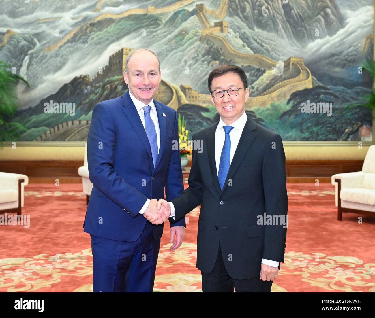 Beijing, China. 6th Nov, 2023. Chinese Vice President Han Zheng meets with Micheal Martin, Deputy Prime Minister and Minister for Foreign Affairs of Ireland, in Beijing, capital of China, Nov. 6, 2023. Credit: Shen Hong/Xinhua/Alamy Live News Stock Photo