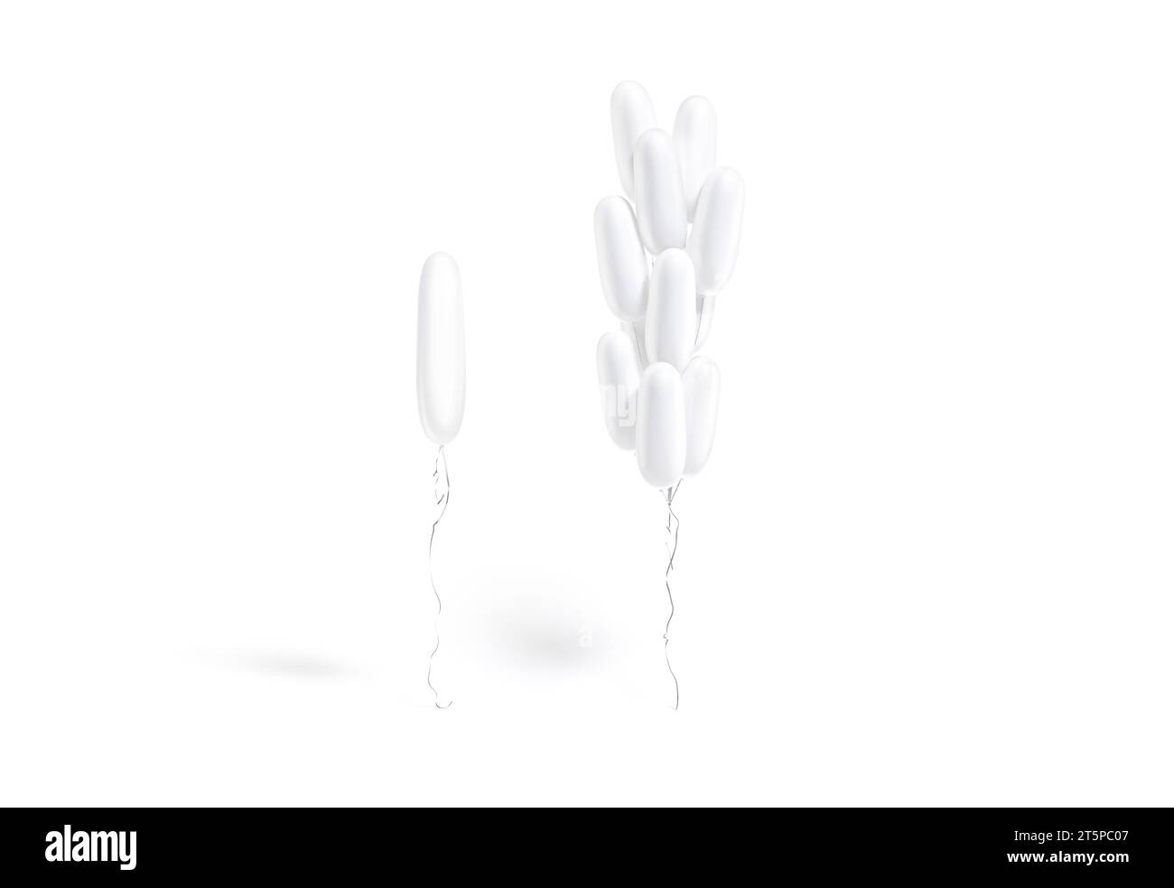 Blank white cylindrical balloon bouquet mockup, Stock Photo