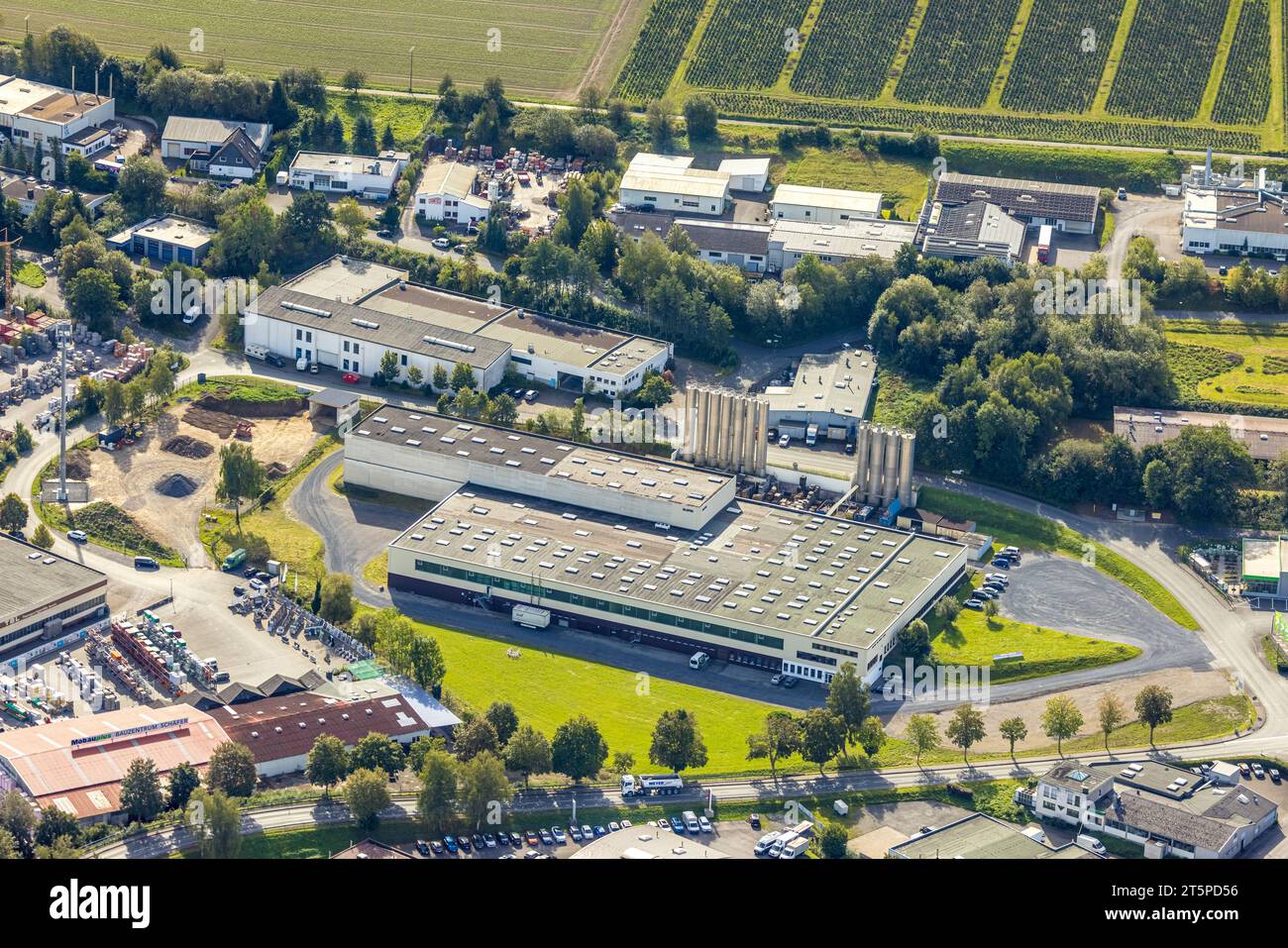 Aerial view, industrial estate Hanns-Martin-Schleyer-Straße, Blome-Tillmann GmbH, Westenfeld, Sundern, Sauerland, North Rhine-Westphalia, Germany, DE, Stock Photo