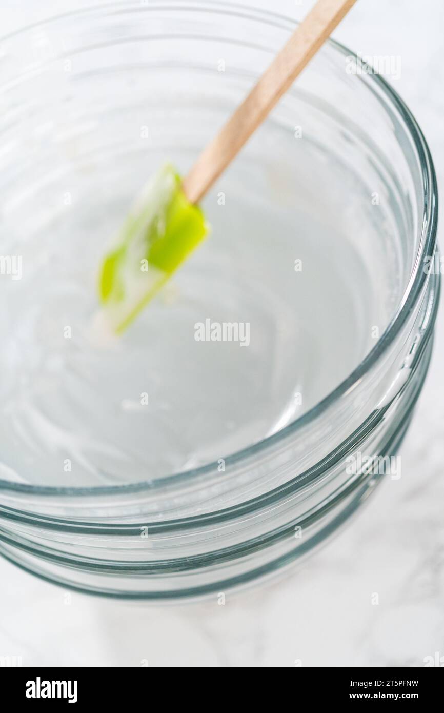 Dirty glass mixing bowls after making royal icing Stock Photo Alamy