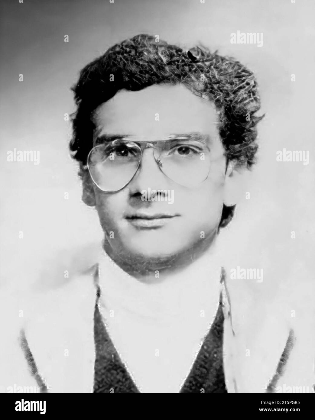 Messina Denaro. Portrait of the Sicilian Mafia boss, Matteo Messina Denaro (1962-2023), as a young man from his Identity Card (photo restored and retouched) Stock Photo