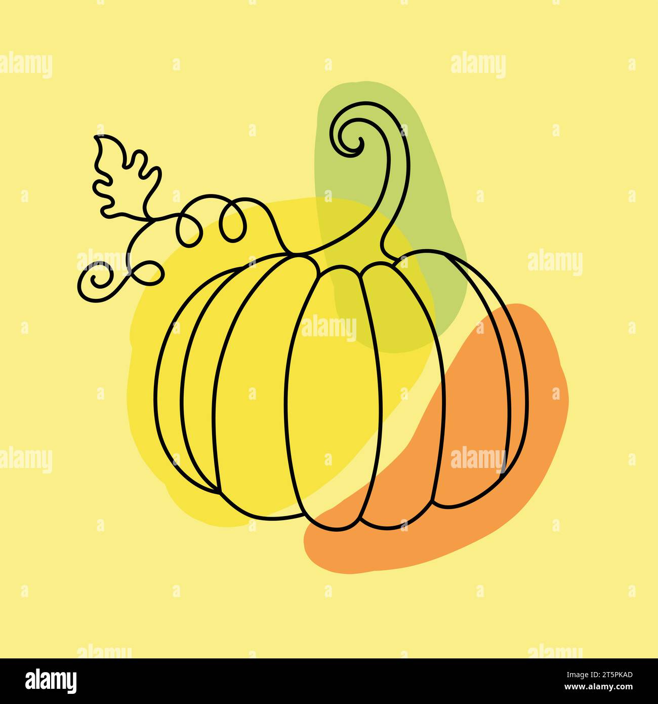 Pumpkin in n a hand drawn linear style on colorful background Stock ...