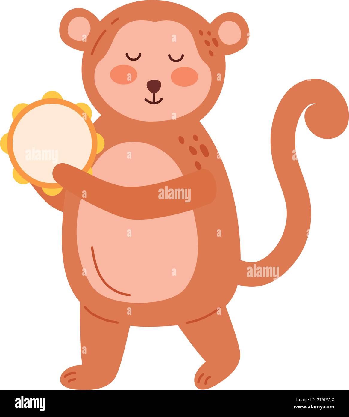 monkey playing tambourine vector isolated Stock Vector Image & Art Alamy