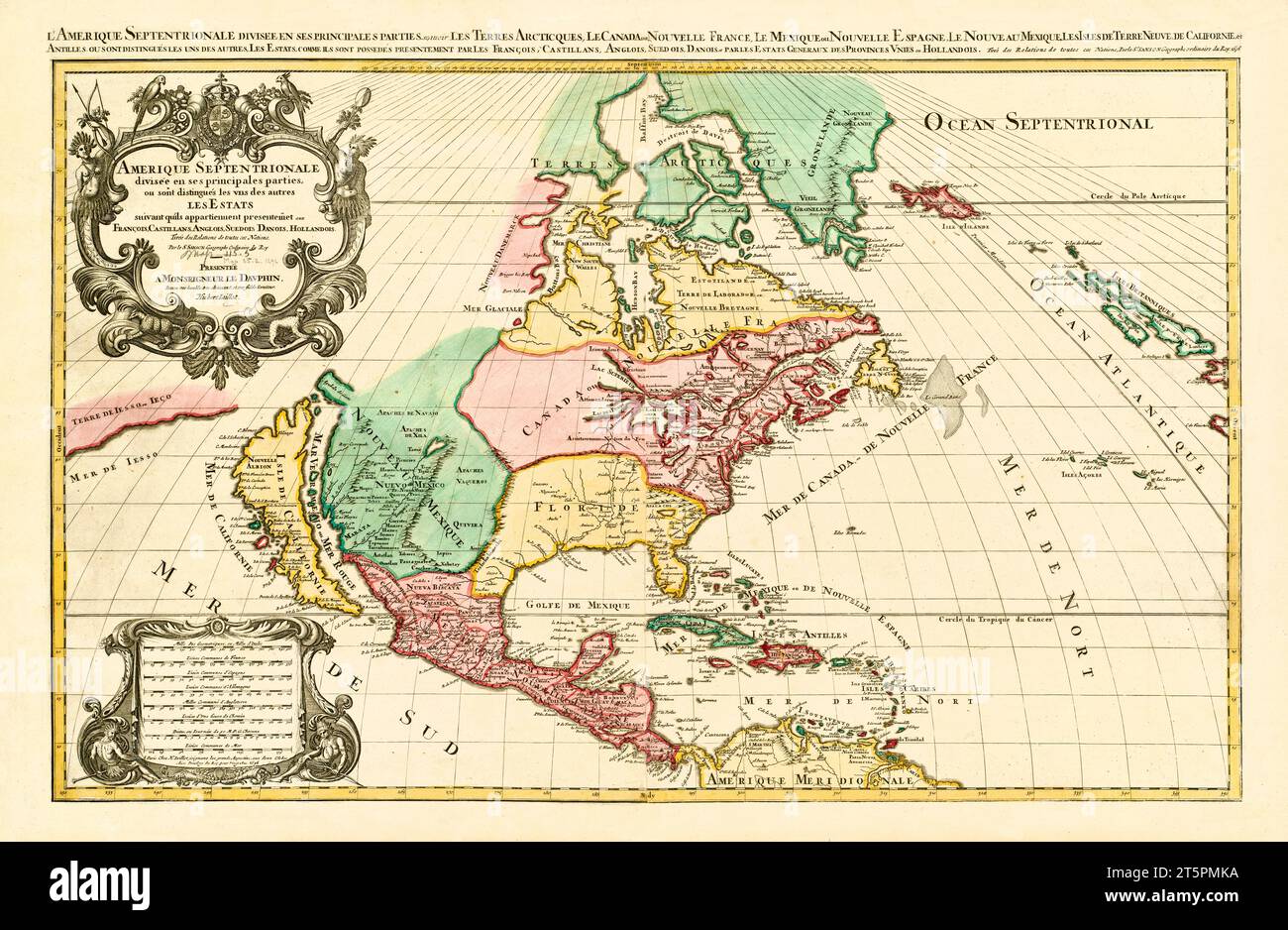 Old map of North America By Sanson - Old Map Of North America By Sanson Publ In 1696 2T5PMKA
