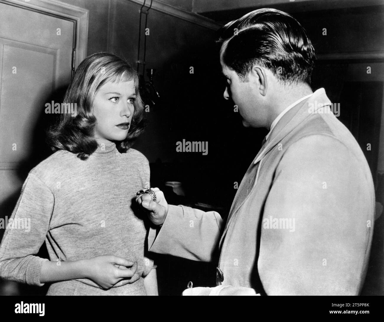 Hildegard Knef, Tyrone Power, on-set of the film, 'Diplomatic Courier', 20th Century-Fox, 1952 Stock Photo
