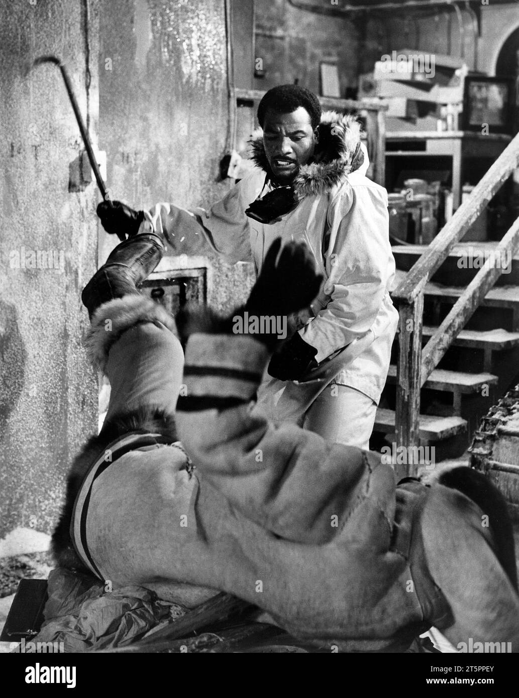 Jim Brown, Ernest Borgnine, on-set of the film, 'Ice Station Zebra', MGM, 1968 Stock Photo