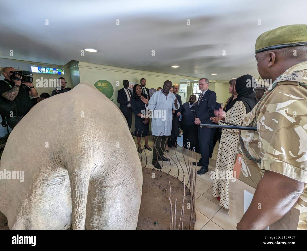 Nairobi, Kenya. 06th Nov, 2023. Prime Minister Petr Fiala (centre right) visits the National Museum in Nairobi, Kenya, November 6, 2023. The museum displays Sudan - the last northern white rhino, which spent most of its life in the Czech Republic and died in Kenya in 2018. Credit: Naegele Eliska/CTK Photo/Alamy Live News Stock Photo
