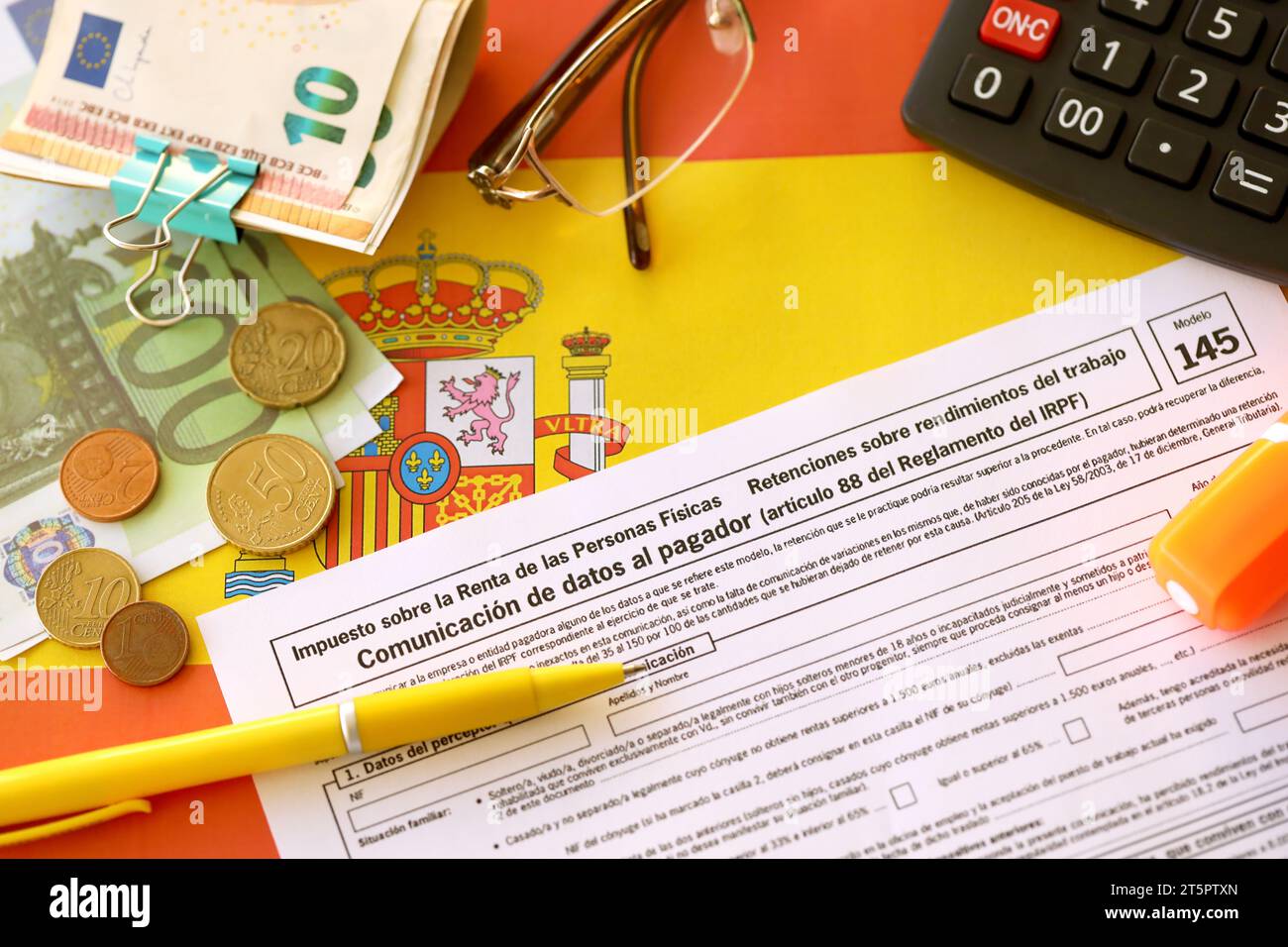 Modelo 145 spanish tax form dedicated to personal tax IRPF for