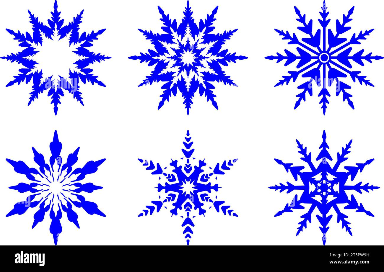 Snowflake icon set. Flat vector illustration Stock Vector