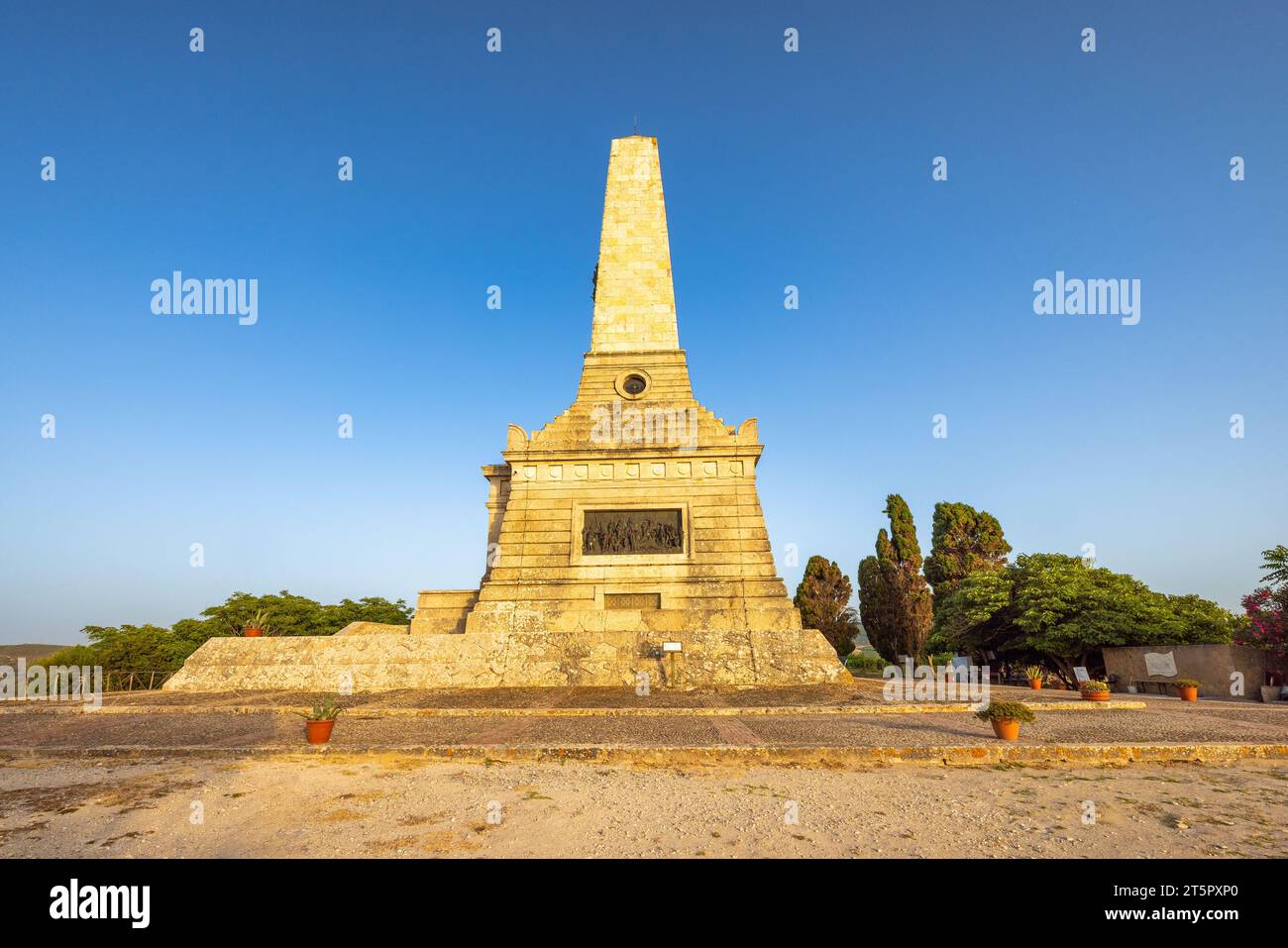 CALATAFIMI SEGESTA, ITALY - JULY 10, 2023: The Pianto Romano shrine, a Garibaldi monument. Stock Photo
