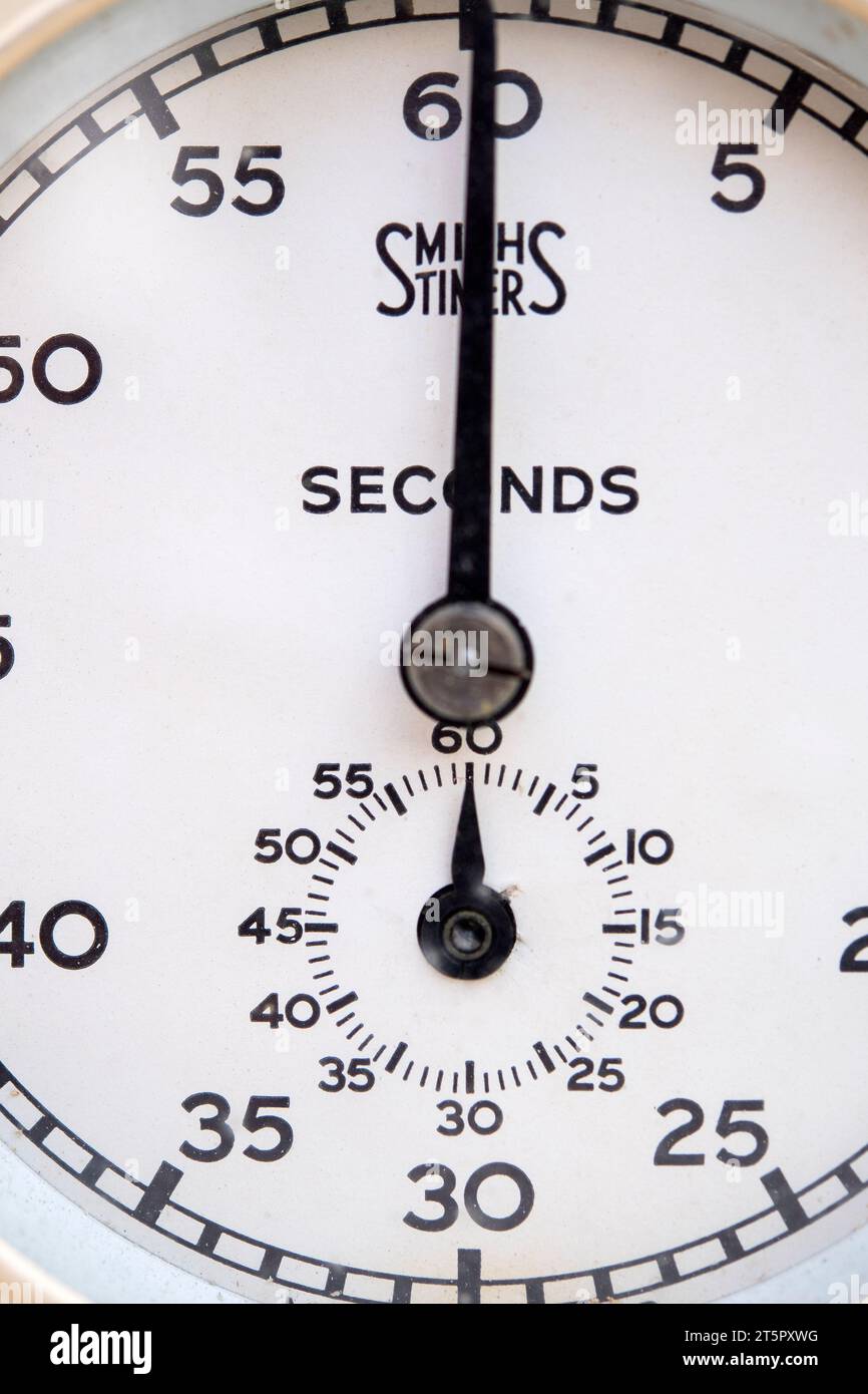 Closeup of an oldfashioned laboratory stop clock Stock Photo Alamy