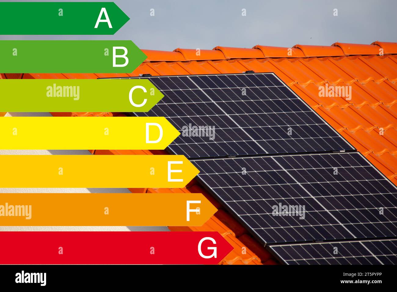 Solar roof (photovoltaic system) on a detached house with the European ...